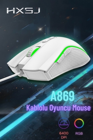 A869 Kablolu Rgb Oyuncu Mouse 6400 Dpı 7 Tuşlu Diğer