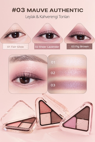 3 Renk İçeren, Mat Ve Işıltılı Bitişli Mini Far Paleti Clıo Essential Shadow Tap 03 Mauve Authentic 03 Mauve Authentic