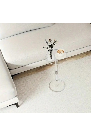 Şeffaf Çay Masası Akrilik Yan Küçük Yuvarlak Basit Yaratıcı Köşe Çok Renkli