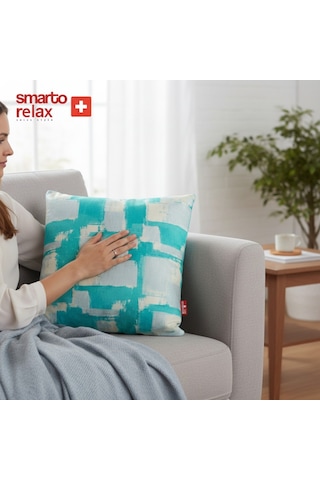 Smarto Relax Içi Dolgulu Kırlent 45x45 Cm Kare Salon & Berjer Kırlenti Beyaz - Mavi