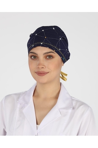 Tesettür Takım Yıldızı Lacivert Cerrahi Bone Doktor Hemşire Sağlıkçı Bonesi Geniş Kesim
