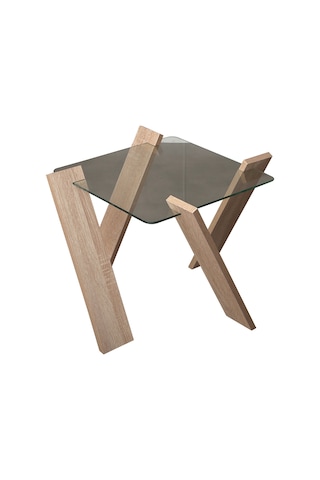 Roman Cam Yan Sehpa Mini Açık Meşe / Çiçeklik Sehpa