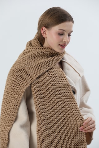 Sheilar Selanik Örgü Triko Atkı Camel Camel