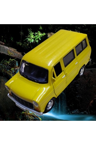 Nostaljik Metal Çek Bırak Ford Sesli Ve Işıklı Minibüs Sarı 1/36 Ölçek Diğer