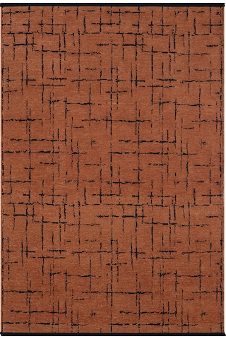Gaia Kiremit Halı Yıkanabilir Kaymaz Taban Şönil Kilim Dokuma Pamuk Taban Kilim 10118 Kiremit