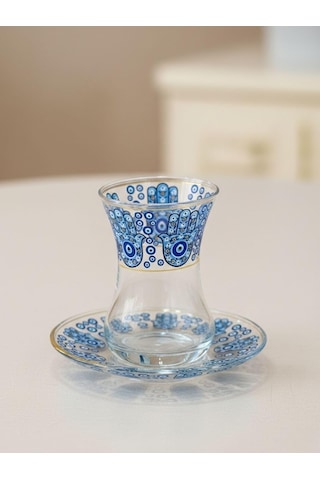 Topkapı 6 Kişilik Çay Seti, French Press Hediyeli, 9 Farklı Osmanlı Desenli Çay Bardağı Takımı 6, Topkapı Bon Diğer