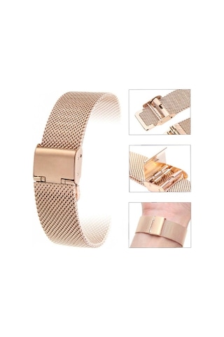 20Mm Saat Kordonu Rose Bakır Hasır Kolçak 1.Kalite Örgü Kordon