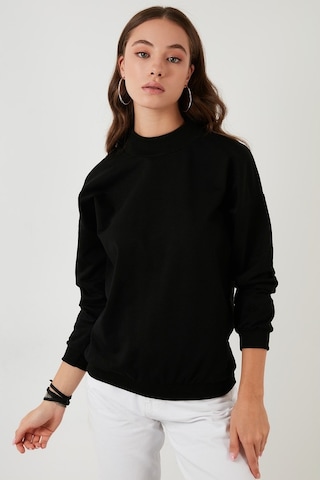 Lela Pamuklu Dik Yaka Basic Örme Bayan Sweat 5863323 Siyah