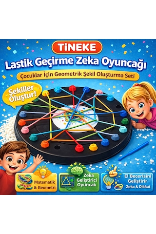 Tineke Lastik Geçirme Zeka Oyuncağı Çocuklar İçin Eğitici Geometrik Şekil Seti
