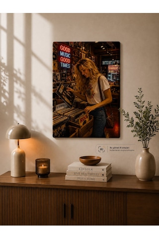 Plak Hikayeleri Kolleksiyonu Melodi Avcısı Metal Tablo Çok Renkli
