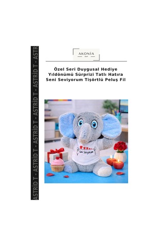 Özel Seri Duygusal Hediye Yıldönümü Sürprizi Tatlı Hatıra Seni Seviyorum Tişörtlü Peluş Fil Çok Renkli