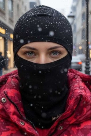 Tezzgelsin Kadın Rüzgar Geçirmez Termal Şardonlu Kayak Ve Motorcu Maskesi Termal Kar Maskesi Siyah