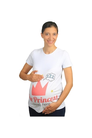 Mummy's Baby Hamile Tişört Princess Beyaz 8591
