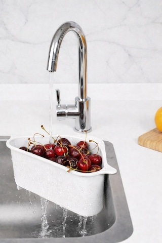 Vantuzlu Üçgen Lavabo Süzgeci Mutfak Evye Köşe Süzgeci Beyaz Beyaz
