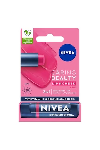Tr Spf30 Pembe Renkli Dudak Bakım Kremi,4,8gr,24 Saat Nemlendirme,e Vitamini,organik Badem Yağı,shea Yağı,dudak Ve