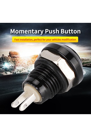 Kosona 8mm Mini Otomobil Butonu - 24v 1a Su Geçirmez Ip65 - Zink-alüminyum - Siyah - Anlık Tetikleyici