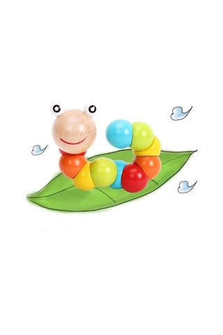 Ahşap Oyuncak Tırtıl Bebek Aktivite Oyuncağı Tırtılım Ahşap Tırtıl Oyuncak