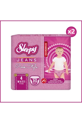 Sleepy Pink Jeans Külot Bez 4 Numara Maxi 2'li Jumbo 60 Adet