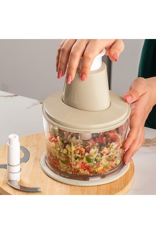 Porsima 232-2 Basmalı Pratik El Rondosu 3 Bıçaklı Blender Doğrayıcı 1000ml Cappuccino Cappuccino