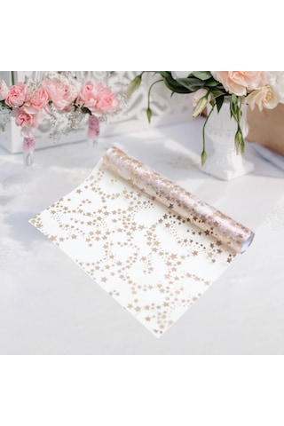 Homyl Yılbaşı Masa Örtüsü Rulo Tatil Partisi Hediyeleri Gül Altın 28cmx5y