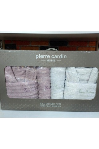 Pierre Cardin 6 Parça Jakarlı Aile Bornoz Seti-wave Soft Lila Gri Açık Gri - Lila