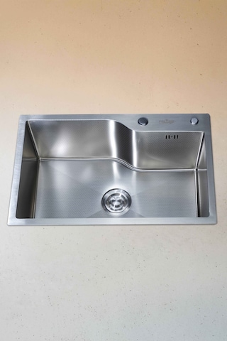 Yuna Serisi %100 Krom 68x45 Paslanmaz Mutfak Eviyesi, Mutfak Lavabosu Sifon Dahil Silver