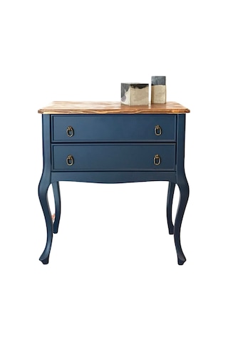 Roys Ahşap L3540 Lacivert Çift Çekmeceli Komodin  Telefonluk