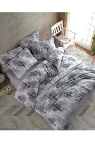 Cotton Gri Ağaç Çift Kişilik Nevresim Seti Gri