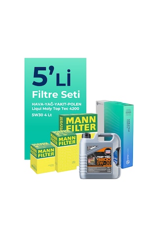 Mann Fiat Albea 1.3 Dizel Filtre Bakım Seti Liqui Moly Motor Yağlı (2002-2012) 5 Li -