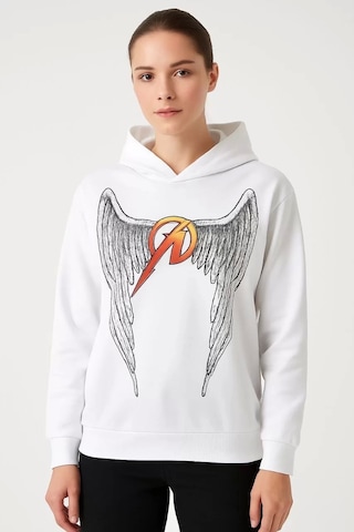 Metallica İki İplik Kapüşonlu Ön Ve Arka Baskılı Hoodie - Beyaz Beyaz