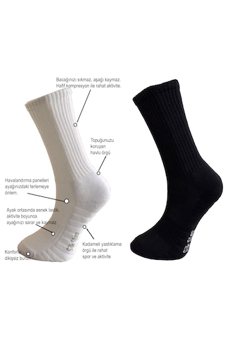 Silk Step Fit Line 4'lü Siyah-beyaz Erkek Ve Kadın Spor Çorabı , Active - Fonksiyonel 2çift Siyah - 2çift Beyaz Siyah - Beyaz