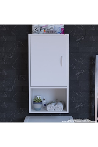Şile 45 X 85 X 32,5 Cm Makine Üstü Asma Ve Çok Amaçlı Banyo Dolabı Beyaz