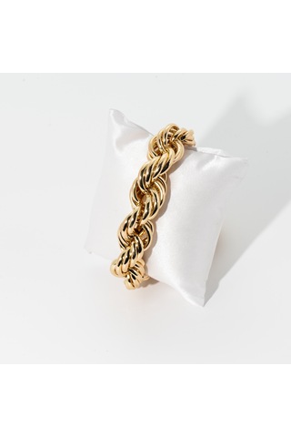 Biem Kalın Halat Model Çelik Bileklik Gold/gümüş