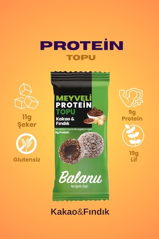 Meyveli Kakaolu & Fındıklı Protein Topları 55gr X3 Adet