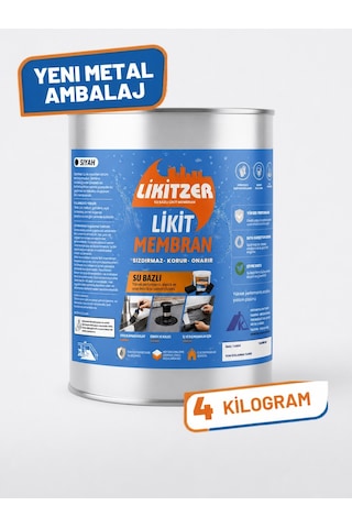 Likitzer Su Bazlı Likit Membran Siyah 4 KG - Likitzer Su Bazlı Likit Membran Siyah 4 KG -