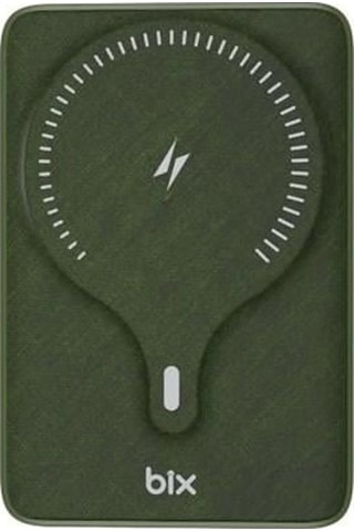 Bix 10000mah Bxpb105-gre 22.5w-15w Type-c Micro Usb Kablosuz Led Göstergeli Yeşil Powerbank Siyah