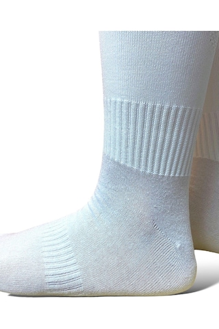 Yetişkin Profesyonel Baldır Fileli Beyaz Futbol Çorabı Tozluk Halı Saha Çorabı Konç 40-46 - Beyaz