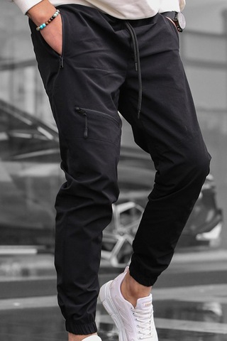 Madmext Siyah Fermuar Detaylı Paraşüt Jogger Pantolon Siyah