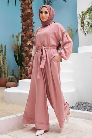 6569-Krep Tulum Elbise Pudra