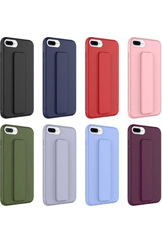 Apple Uyumlu iPhone 8 Plus Kılıf Zore Qstand Kapak Siyah