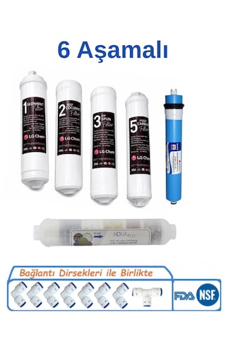6 Aşamalı Su Arıtma Cihazı Filtre Seti Inline Filtre + Ro Membran + Mineral Filtre Kapalı Kasa Uyumlu Tam Set 6 Filtreli 11 Aşama