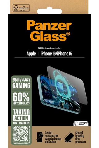 Panzerglass Gaming Apple Uyumlu iPhone 16 15 Ultra-wide Fit Tam Koruma Çerçeve Aparatlı Ekran Koruyucu
