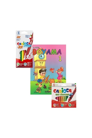 Carioca Joy Şekilli Keçeli Kalem - Carioca Wax Crayons - Boyama Kitabı Set