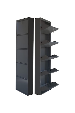 Kilitli 5'li Metal Ayakkabılık - Antrasit