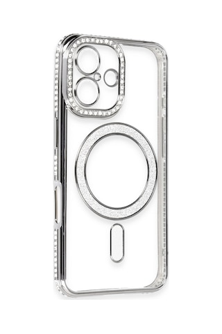 Apple iPhone Uyumlu Uyumlu 16 Kılıf Joke Simli Magneticsafe Kılıf - Gri
