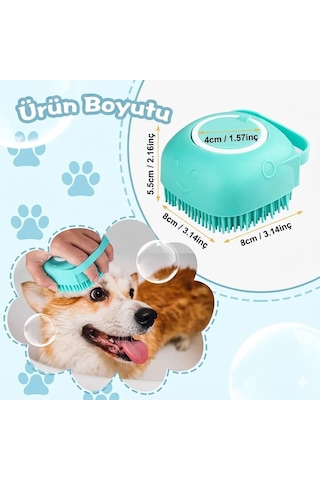 Şampuan Hazneli Kedi Ve Köpek Evcil Hayvan Yıkama Fırçası Silikon Evcil Hayvan Banyo Lifi