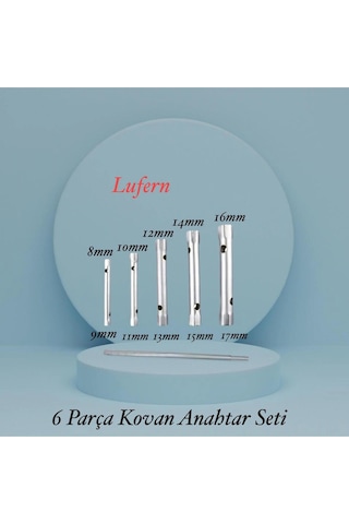 6 Parça Kovan Tipi Lokma Anahtarı Buji Boru Seti Civata Çinko Kaplı Lavabo Montaj 8-17 Mm Arası