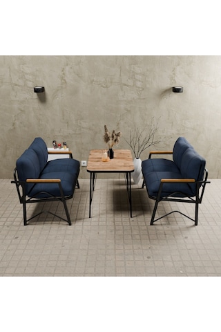 Mb Garden Furnıture Simetri Model, Balkon, Mutfak, Bahçe,cafe,metal Koltuk Takımı,bahçe Takımı,çay Seti, 2+2 Takım+masa Lacivert