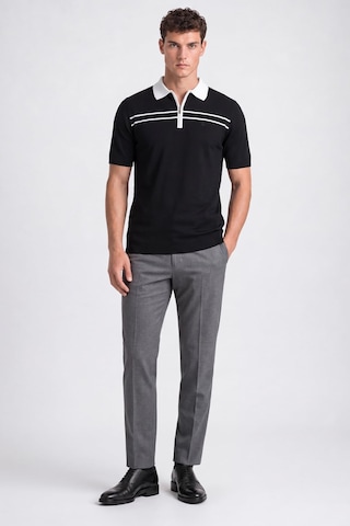 Sabri Özel Siyah Regular Fit Fermuarlı Polo Yaka Örme Triko T-shirt