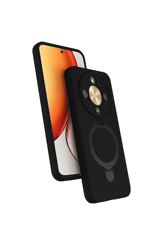 Honor Magic 8 Lite 5g Kılıf 360 Derece Döner Standlı Magsafe Kamera Lens Korumalı Silikon Pazarplus Lacivert
